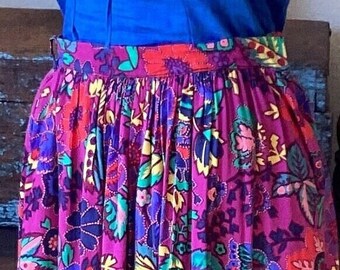 Vintage 70s Floral Midi - Psychedelic Garden - Vivid Cottage - XS Small