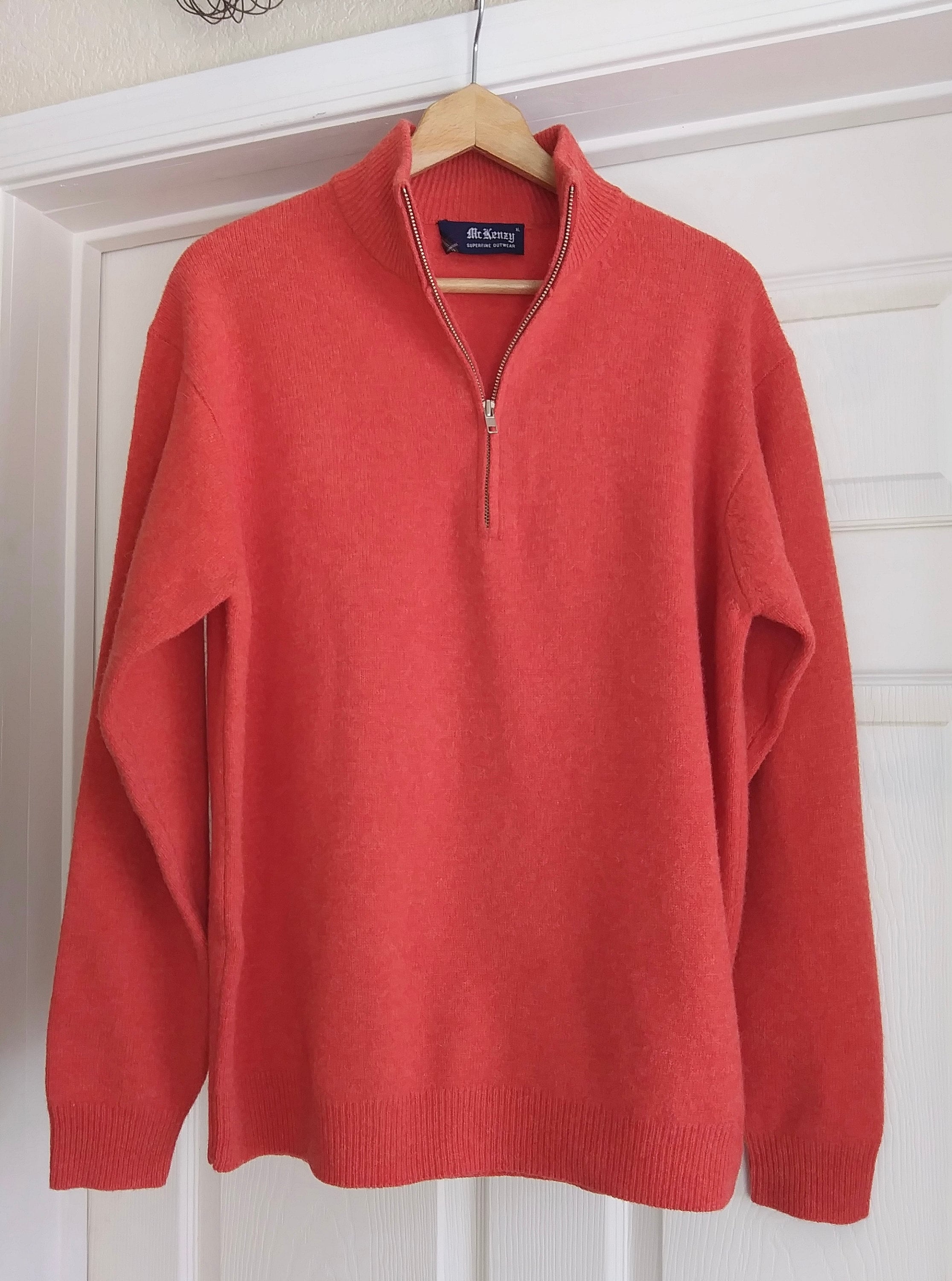 ☺*︎様 OLD Lambs wool sued knit Vintage Scotland - Super Soft Lambswool Sweater - Persimmon