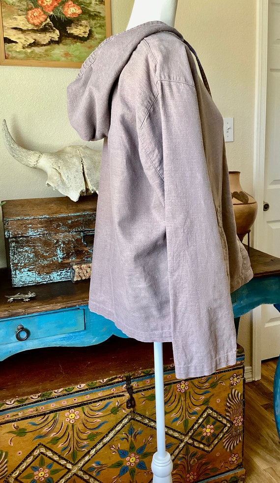 Vintage Linen / Cotton Hoodie - Light Jacket / Du… - image 3