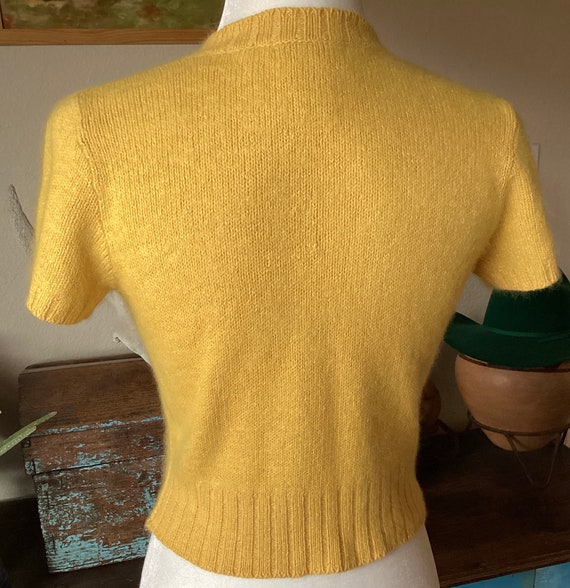 Vintage Silk Angora Crop Sweater - Golden Yellow … - image 7