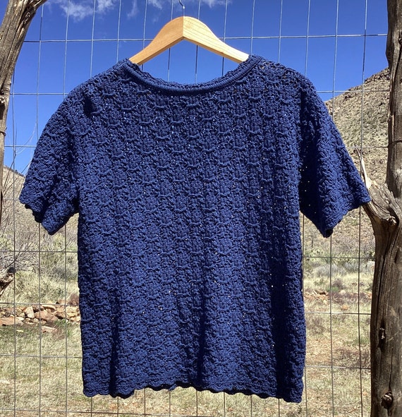 Vintage Crochet Cotton Forever T Shirt / Top - Up… - image 2