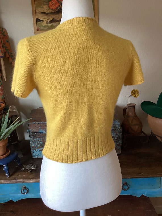 Vintage Silk Angora Crop Sweater - Golden Yellow … - image 3