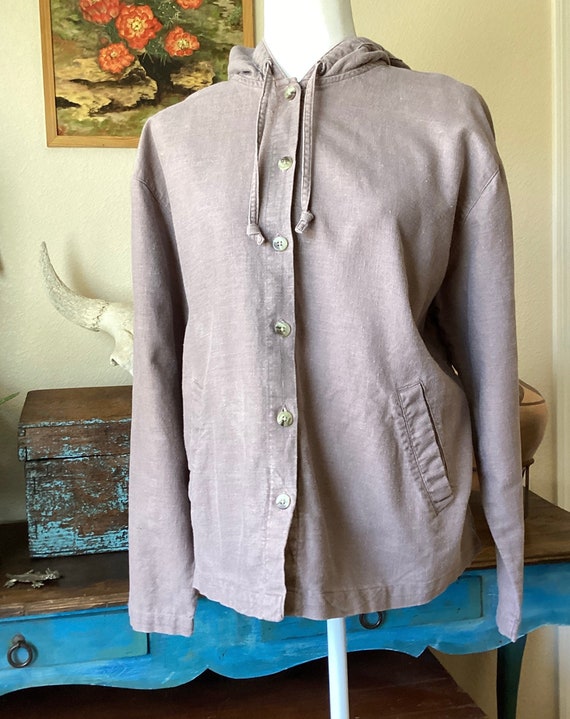 Vintage Linen / Cotton Hoodie - Light Jacket / Du… - image 1