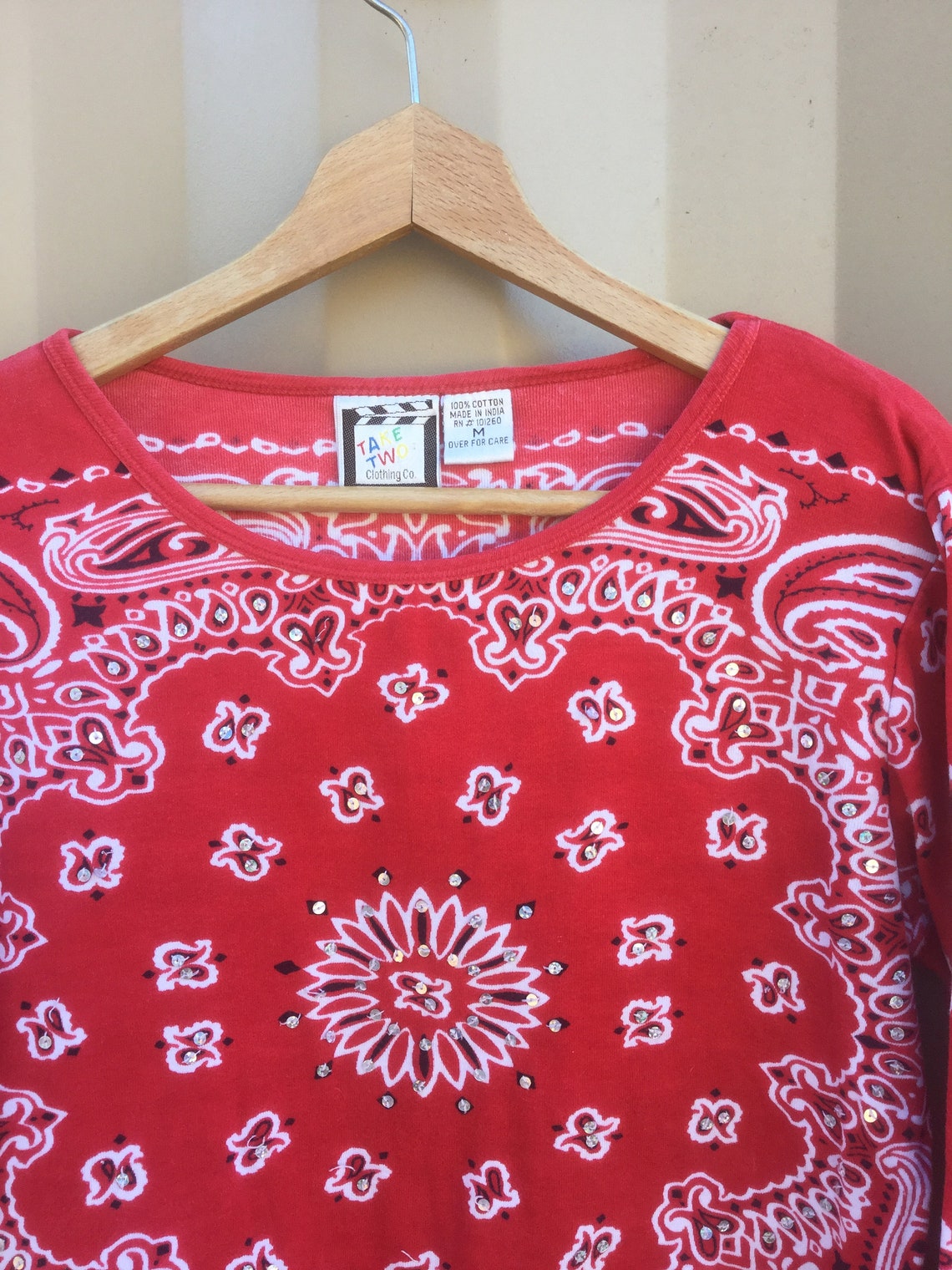 red bandana crop top