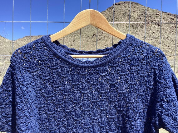 Vintage Crochet Cotton Forever T Shirt / Top - Up… - image 3