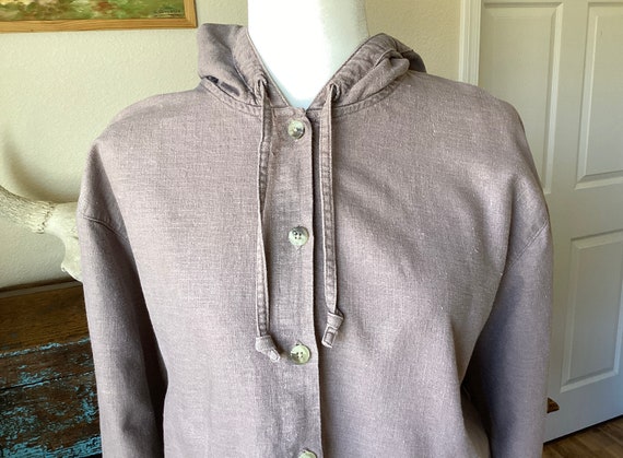 Vintage Linen / Cotton Hoodie - Light Jacket / Du… - image 2