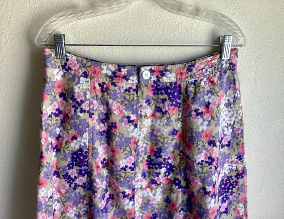 Vintage Floral Skirt - Pink Purple Tan White - Su… - image 3