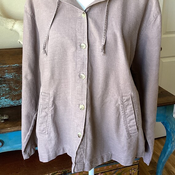 Vintage Linen / Cotton Hoodie - Light Jacket / Du… - image 9