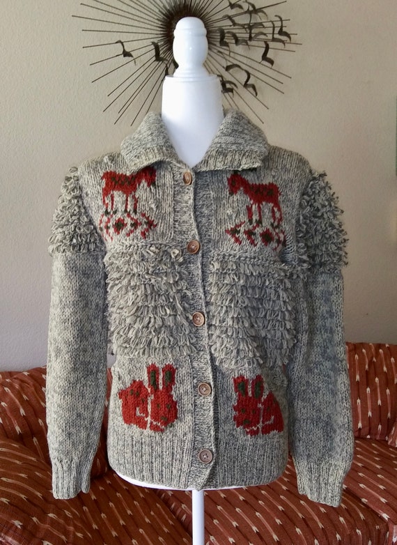 Rare Vintage Cowichan Hand Knitted Wool Sweater - 