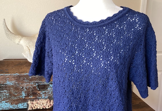 Vintage Crochet Cotton Forever T Shirt / Top - Up… - image 1