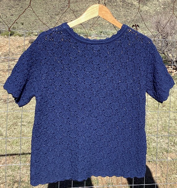 Vintage Crochet Cotton Forever T Shirt / Top - Up… - image 8