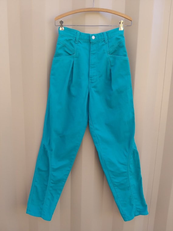 Vintage SilverLake Twill Turquoise Wrangler Jeans… - image 2