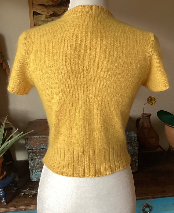 Vintage Silk Angora Crop Sweater - Golden Yellow … - image 6