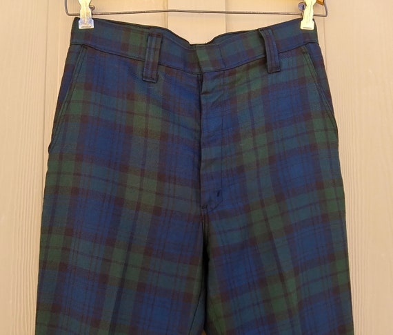 Vintage Wrangler Blue Green Plaid Pants / Trouser… - image 2