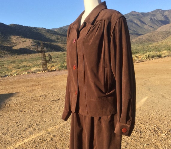 Vintage Western Ultra Suede Dress Suit - Skirt Jac