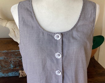 Rare Vintage 70s  Victoria’s Secrete Country Blouse - Gingham / Flower Buttons / Floral Lace Trim - Retro Prairie Country Romantic - Medium