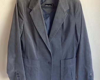 Vintage Velvet Sport Jacket / Blazer - Smokey Gray 100% Cotton - Japan / 40”