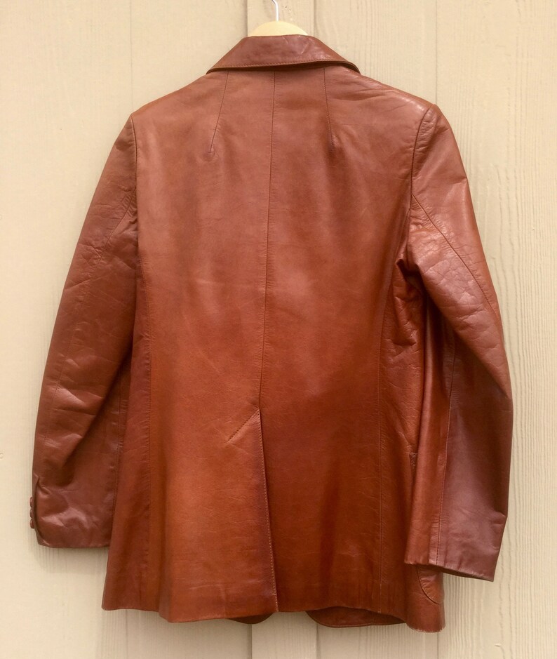 Paris London New York Vintage Leather Jacket Beautiful Cognac Brown 1960-70s ARGENTINA