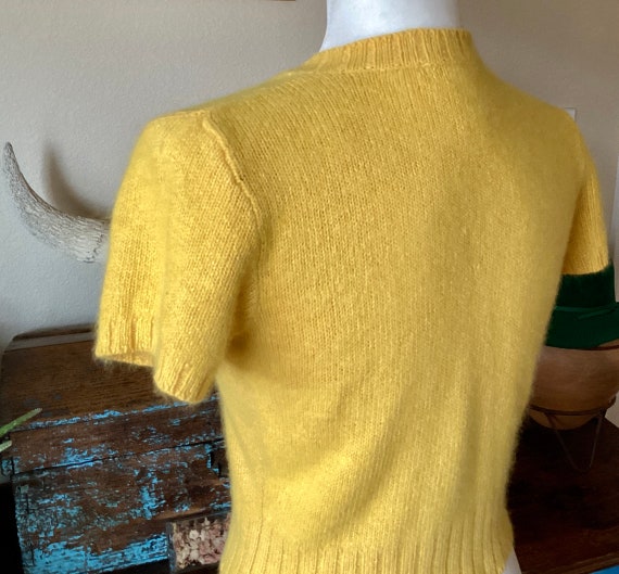 Vintage Silk Angora Crop Sweater - Golden Yellow … - image 4