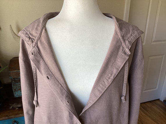 Vintage Linen / Cotton Hoodie - Light Jacket / Du… - image 6