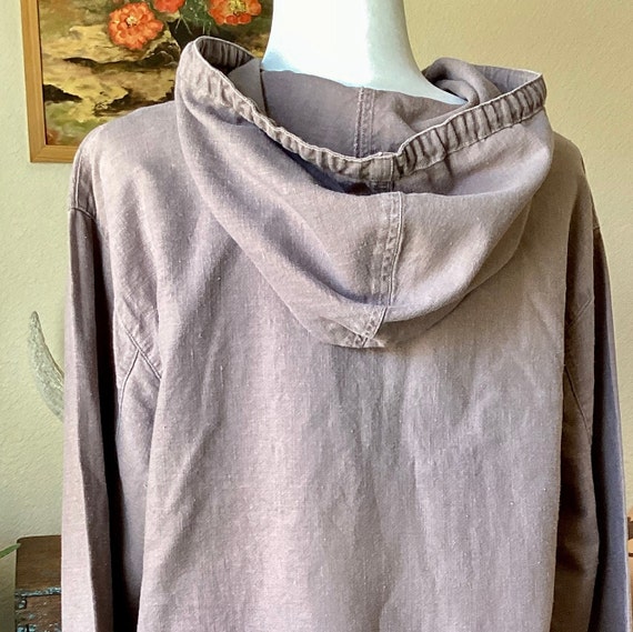 Vintage Linen / Cotton Hoodie - Light Jacket / Du… - image 7