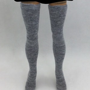 Thigh high socks heather grey