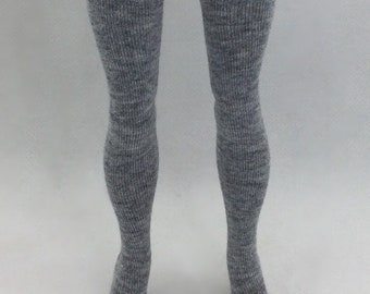Thigh high socks heather grey