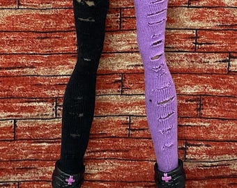 Leggings rasgados lila/negros