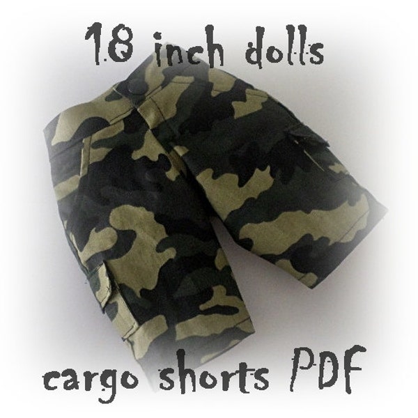 PDF pattern for boy cargo shorts 18 inch dolls