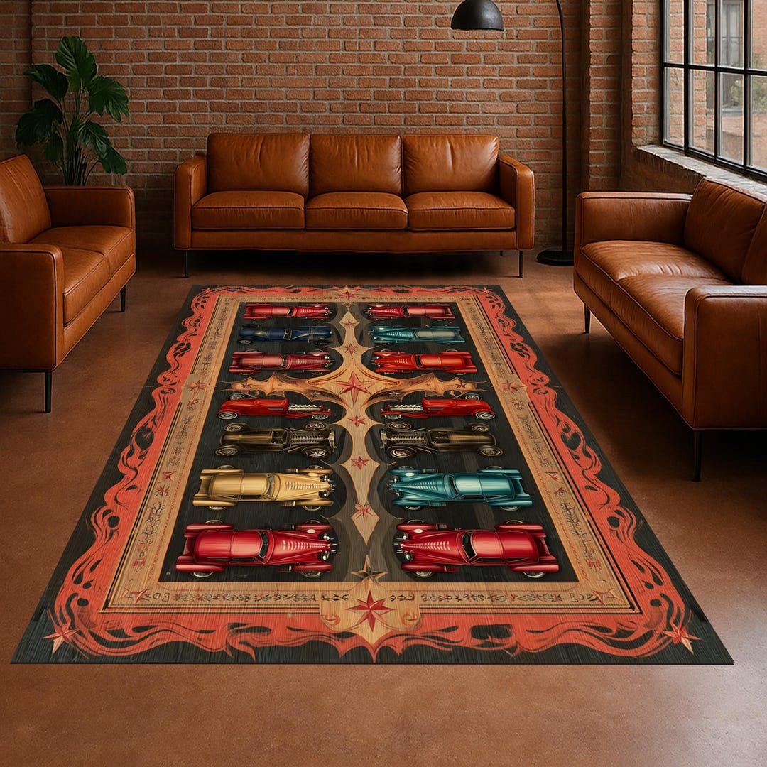 Unique Car Rug Retro Hot Rod Car Rug: Classic American Automobile Design - Etsy