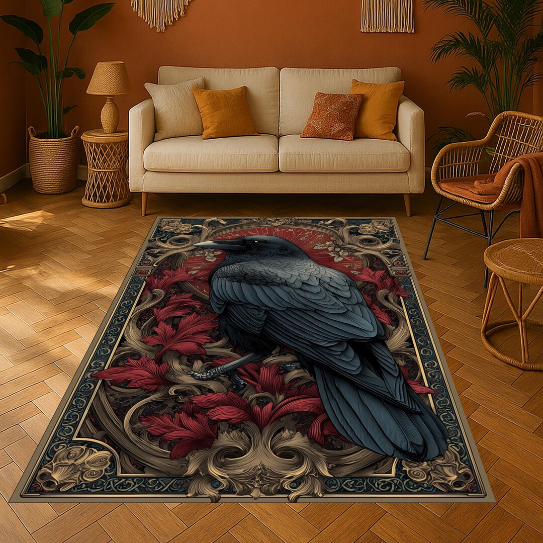 Gothic Raven Area Rug: Dark Baroque Crow Design - Etsy