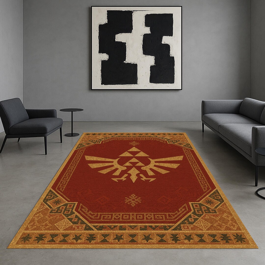 Zelda Triforce Rug: Hyrule Crest Design, Non-slip Cotton Backing - Etsy