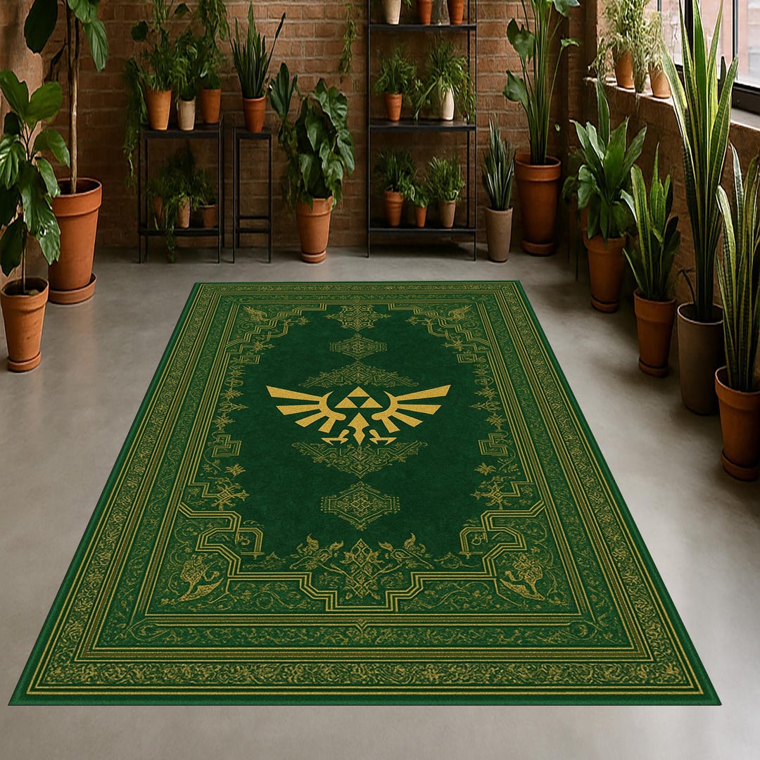 Zelda Triforce Rug: Hylian Crest Design, Non-slip Cotton Backing - Etsy UK