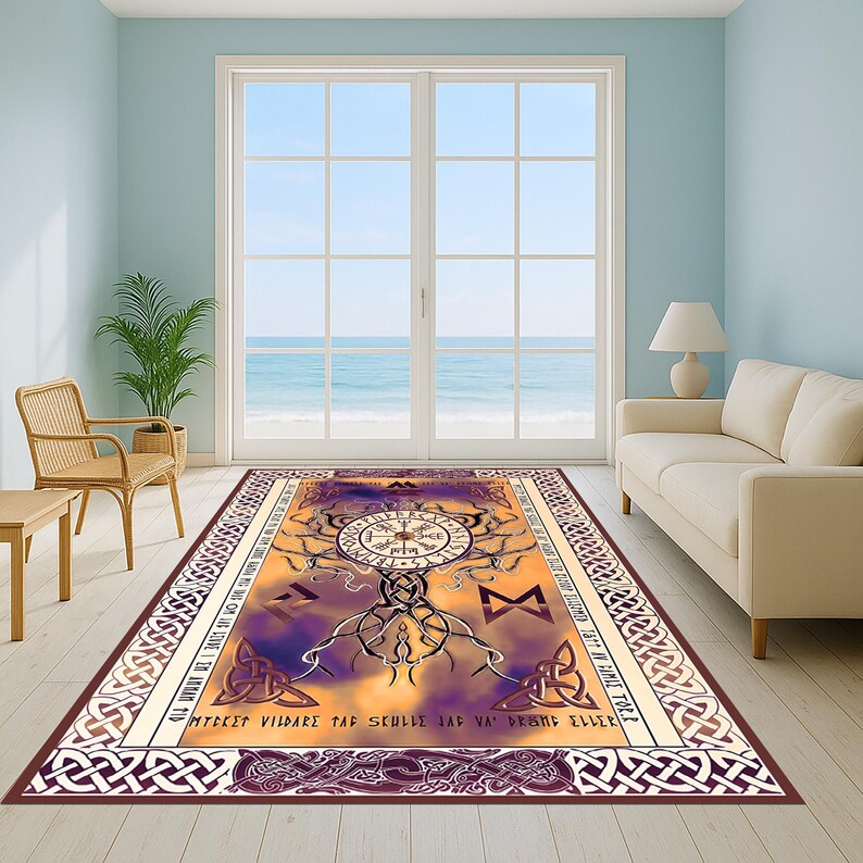 Vegvisir Rune Rug: Viking Compass, Nordic Decor - Etsy UK