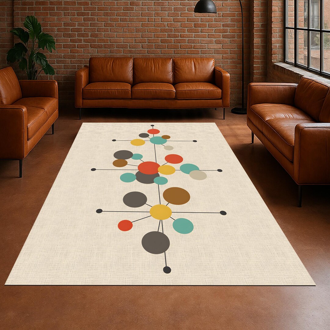 Atomic Fallout Rug Mid-century Atomic Rug: Colorful Retro Circles Carpet, Teal Orange ...