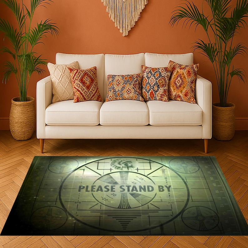 Test Pattern Rug Please Stand by Retro TV Test Pattern Rug: Gaming Room Decor - Etsy