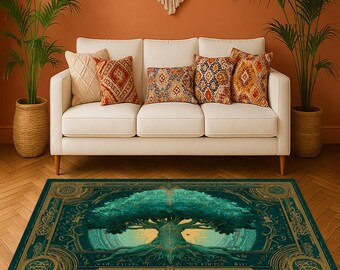 Yggdrasil Tree Rug: Norse Viking Decor, Gamer Room Accent