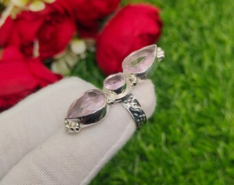 thumbnail image 2 of Handmade Pink Kunzite & 925 Sterling Silver Ring – Lab‑Created Gemstone, Bezel Set, AGI Certified 2 of 6