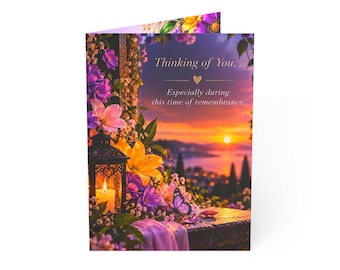 Thinking of You sympathy greeting card | floral sunset remembrance