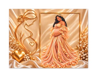 Golden Maternity Portrait Matte Canvas