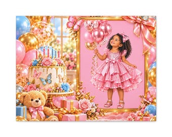 Pink Princess Birthday Canvas