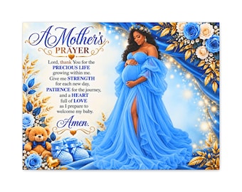 A Mother's Prayer Blue Maternity Portrait Canvas