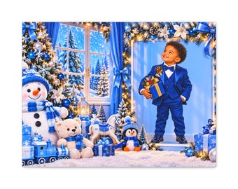 Blue Christmas Personalized Kids Canvas| Happy Holiday