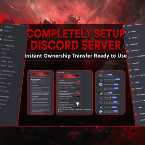 Fully Set Up Red Themed Discord Server | Aesthetic Pre-Made Discord Template | Instant Delivery | Gaming, Community, Business Ready