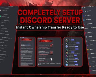 Fully Set Up Red Themed Discord Server | Aesthetic Pre-Made Discord Template | Instant Delivery | Gaming, Community, Business Ready