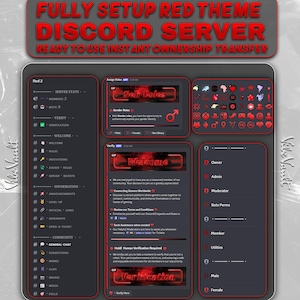 Fully Setup Red & Black Discord Server |  Ready to Use Aesthetic Gaming and Community Server | Instant Delivery
