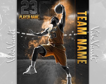 Basketbollsaffisch Photoshop-mall: Redigerbar sportflyer (PSD-nedladdning)