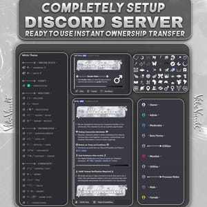 Discord-server met wit thema volledig ingesteld | Minimalistische esthetische sjabloon | Schone kant-en-klare lay-out | Directe levering | Community, zakelijk