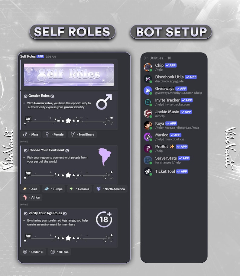 Fully Setup Purple & White Discord Server | Aesthetic Discord Template ...