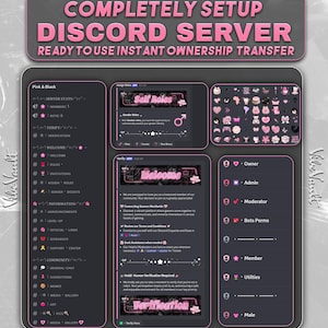 Vollständig eingerichteter Pink & Black Aesthetic Discord Serer | Gebrauchsfertiges Gaming, Anime, Kawaii-Thema, benutzerdefinierter Discord, sofortige Eigentumsübertragung